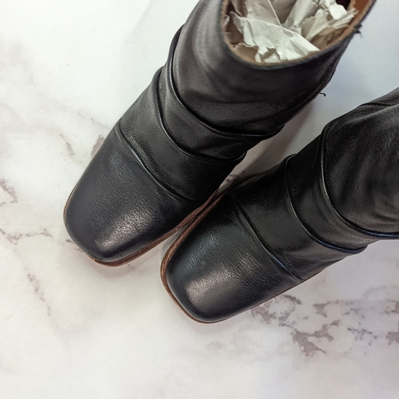 Kork Ease Kissel Booties Black Leather Block Heel Square Toe - Picture 6 of 12